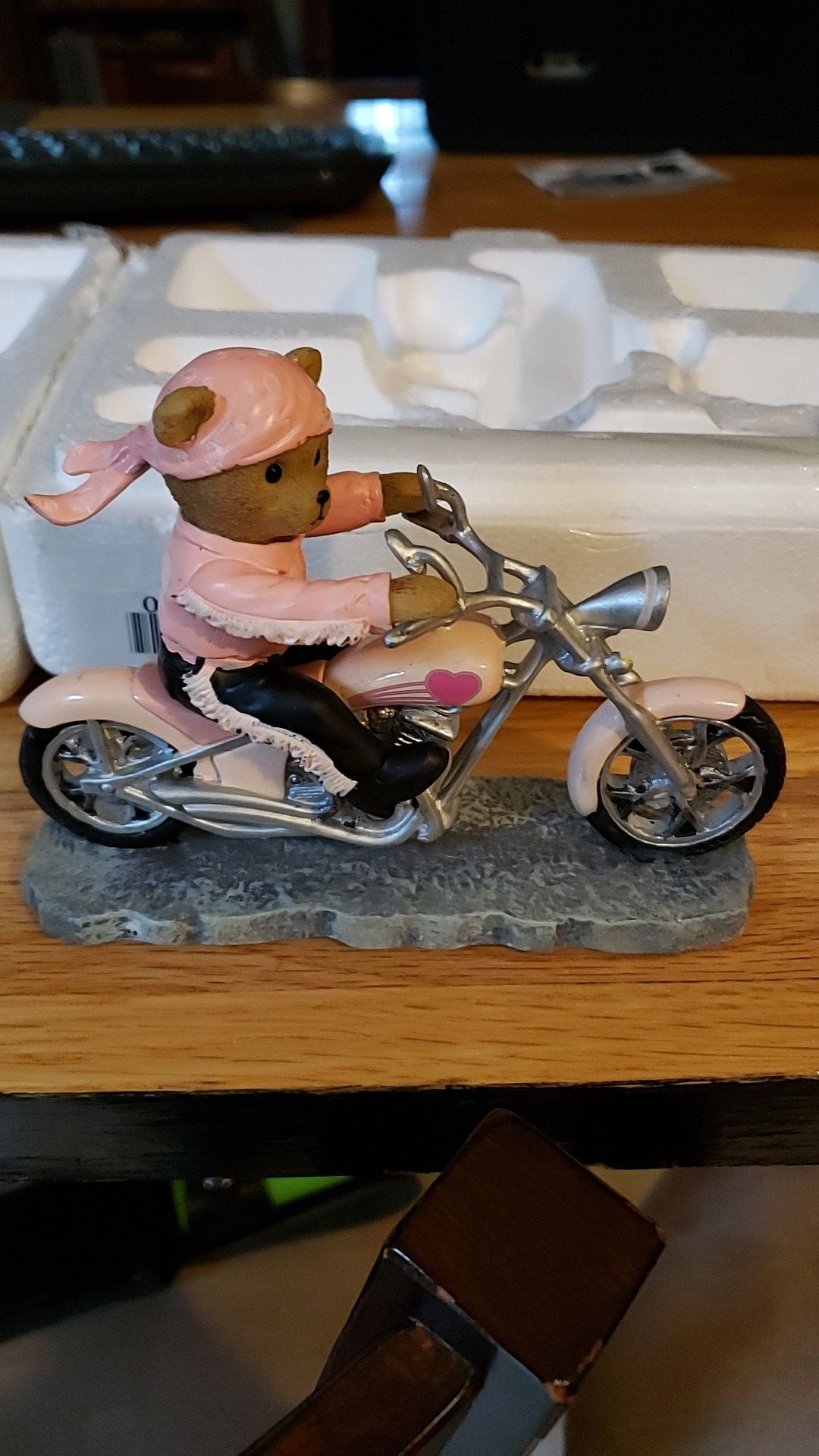Teddy bear on motorcycle