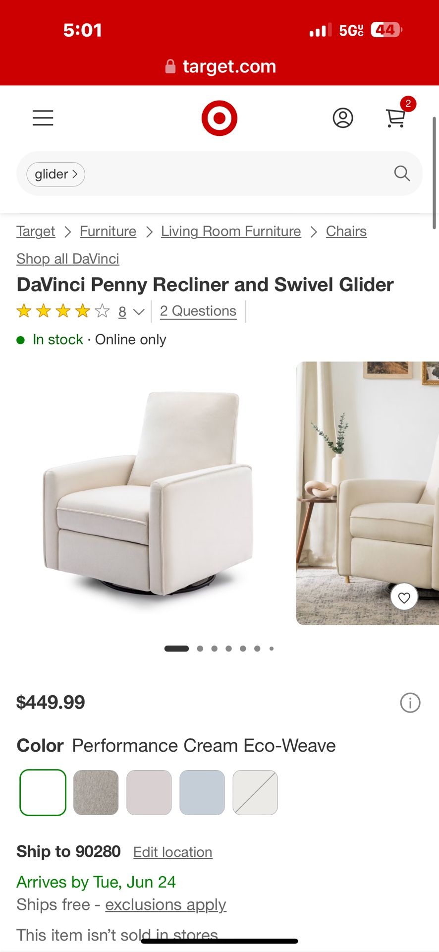 NEW DaVinci Penny Recliner And Swivel Chair