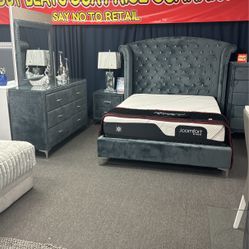 4th Of July Special 🇺🇸Beautiful Grey Tufted 5pc Bedroom Furniture Set Available Crazy Deal Now Only $1299🇺🇸