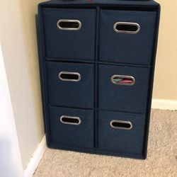 Foldable Fabric Storage Bins & Shelf Set of 6 Cubby Cubes with Handles Navy Blue📦 Brand New In Box 🚚 FREE Shipping with Tracking 🛒 Click "Buy