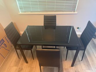Glass Top Dining Table with 4 Chairs