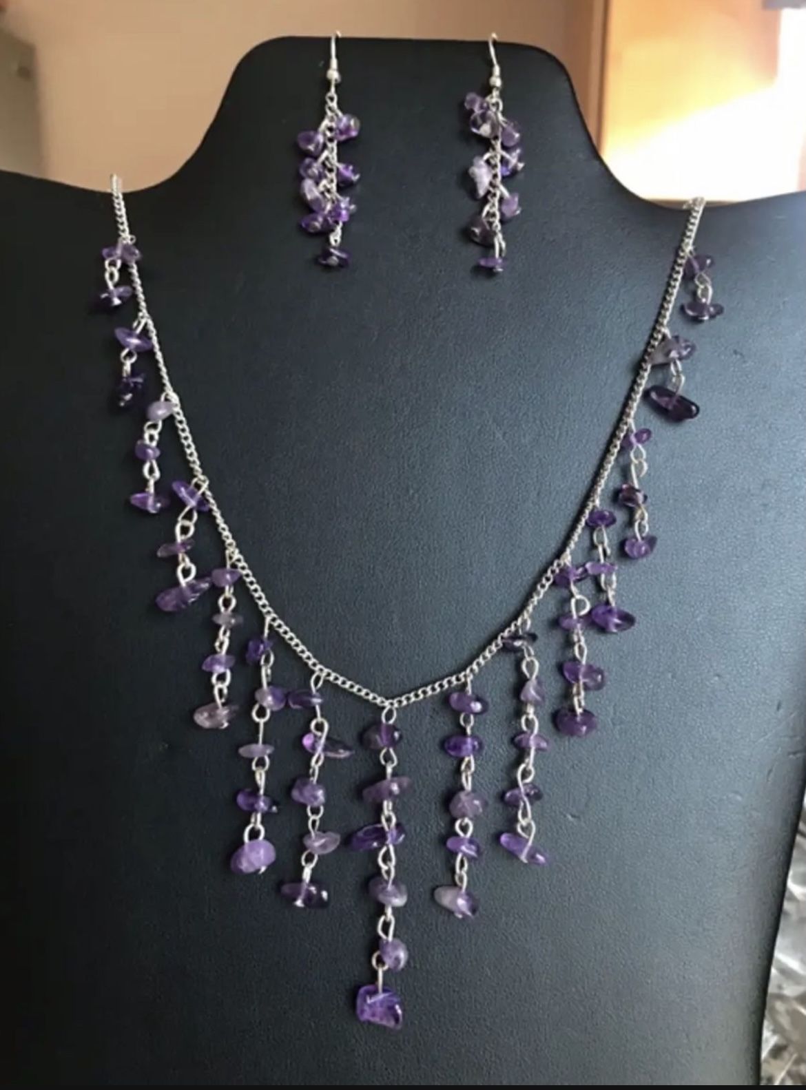 Handmade By Marele22 Quartz Amethyst Choker Necklace/Earrings. SALE. Only. $20 Firm ๐