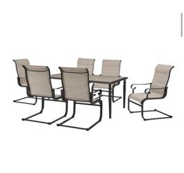 Glenridge Falls 7-Piece Metal Rectangle Outdoor Dining Set in Putty