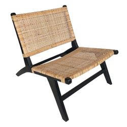 Set Of 4 New In Packaging Bonny Teak and Woven Rattan And Black Accent Chair,m