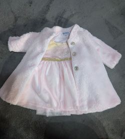 Blueberi Boulevard Girls' Pink Faux Fur Coat with Dress