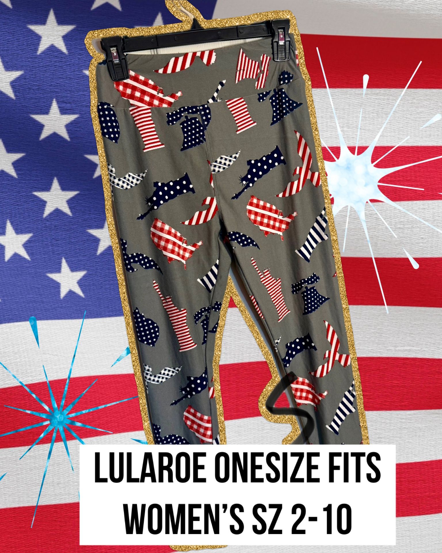 Women’s Lularoe Onesize patriotic USA leggings