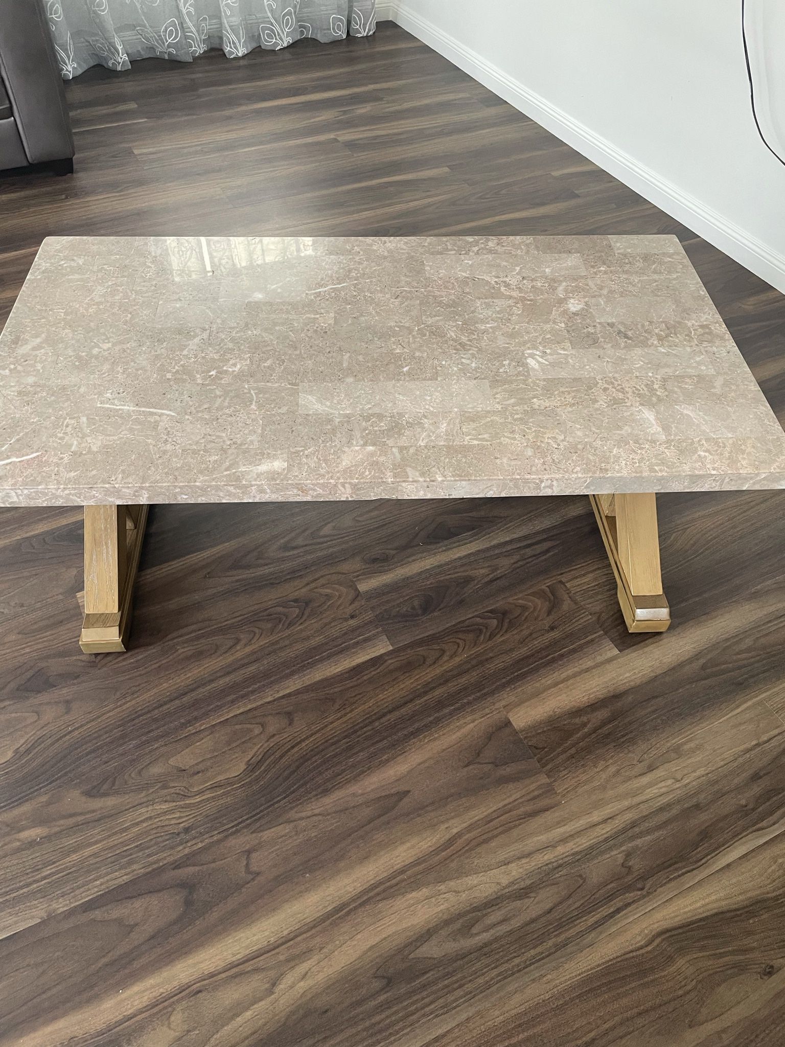 Coffee Table, Wood Solids, Marble Veneers, 48”W x 26”D x 19”H