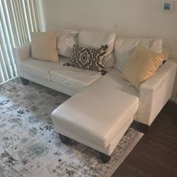 White faux Leather Sectional Couch 