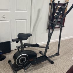 Bike and elliptical hybrid trainer machine