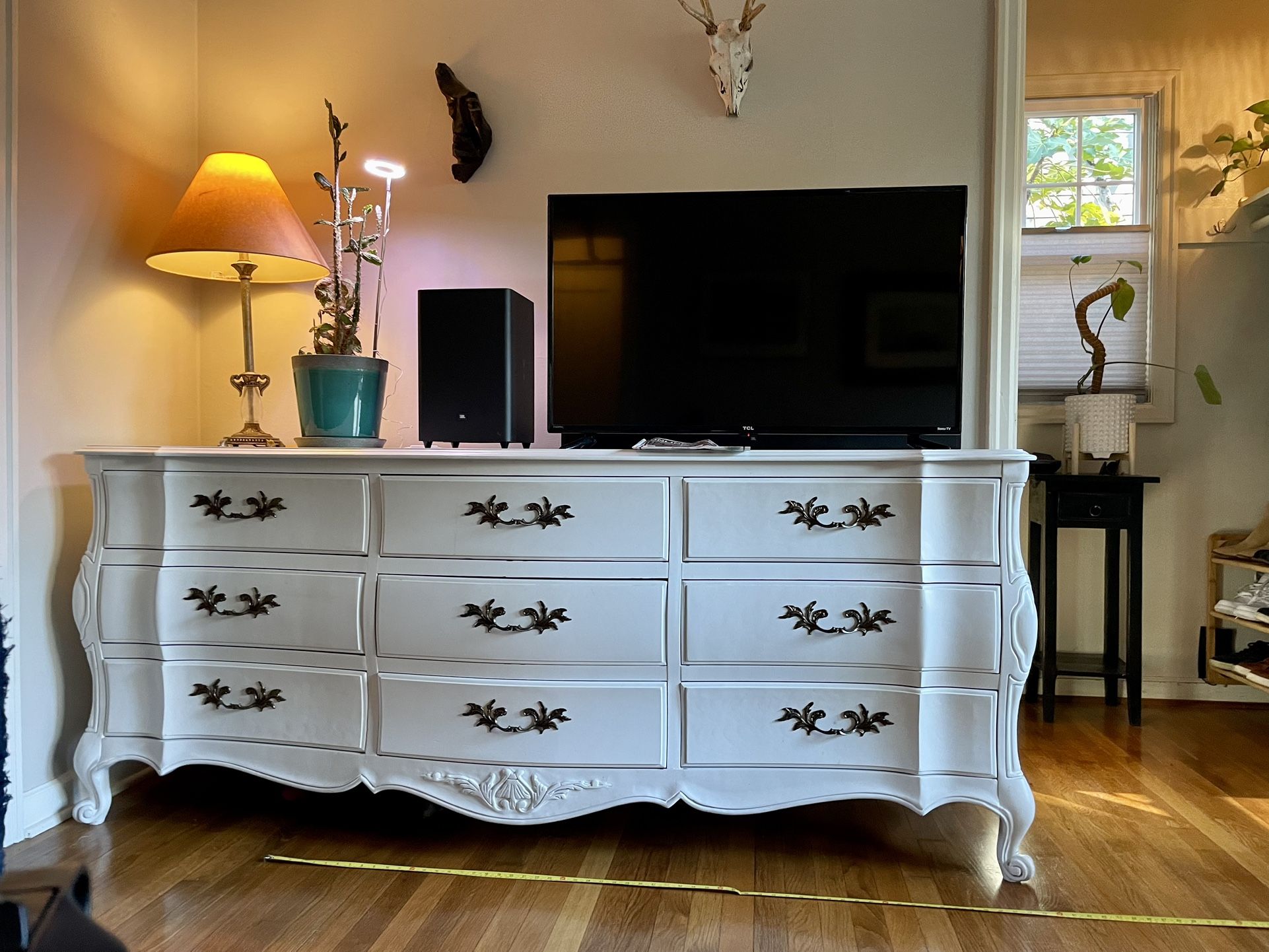 Vintage White French Provincial Louis XV White Lacquered Dresser