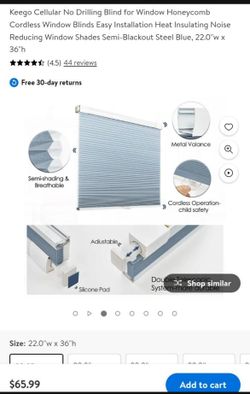 Keego Cellular No Drilling Blind for Window Honeycomb Cordless Window Blinds Easy Installation Heat Insulating Noise Reducing Window Shades Semi-Black