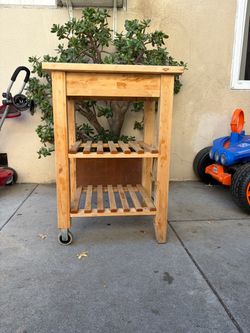 Wooden Kitchen Cart with Wheels