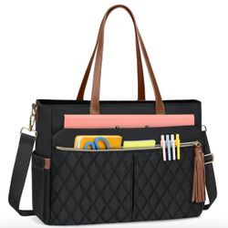 (4444-10) RAINSMORE Laptop Bag for Women 15.6In Teacher Tote Bag Work Bags for Women Nurse Bag Professional Laptop Tote Computer Messenger Laptop Brie