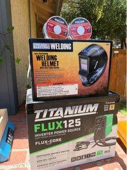 Titanium Flux 125 welder, welding helmet, and wire
