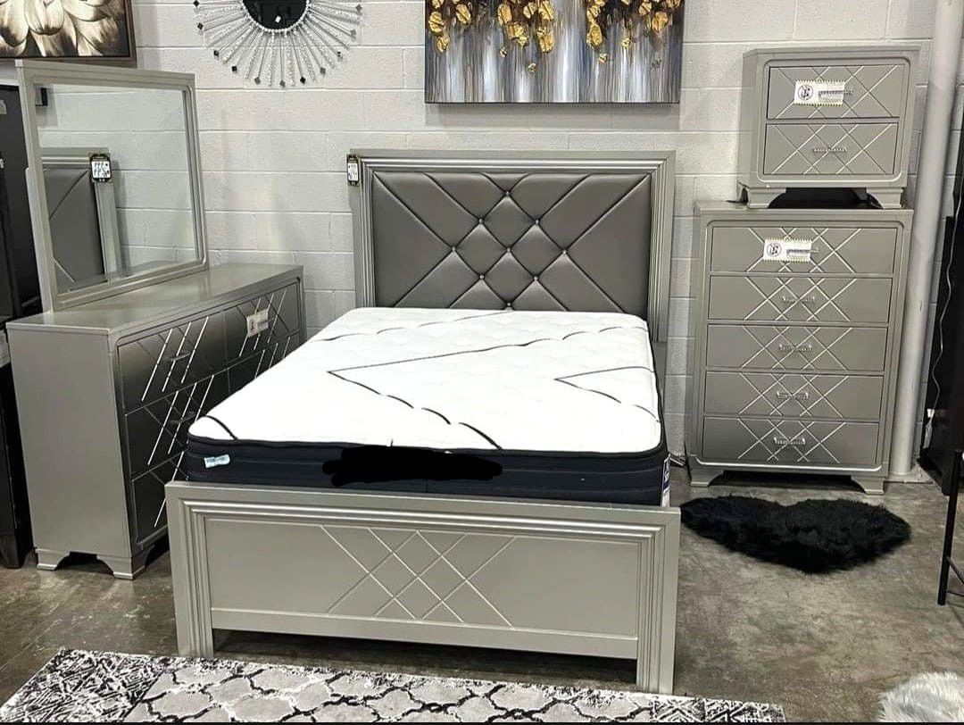4PC QUEEN BEDROOM SET WITHOUT CHEST 