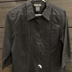 Women’s Black 3/4 Sleeve Button Up Shirt Size Large 