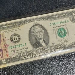 "Double Anniversary" 1976 Bicentennial $2 Bill First Day Issue Postal Stamp - Collectors Item