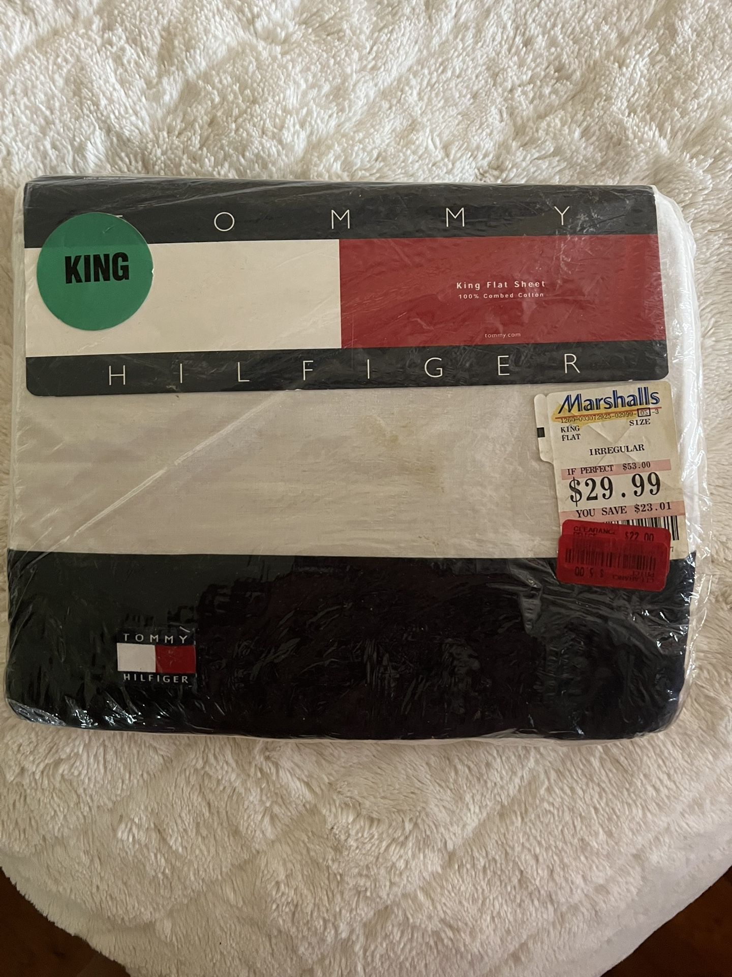 Timmy Hilfiger 100% Cotton Flat Sheet $20