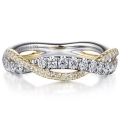 *New* 14K White-Yellow Gold Twisted Band with Diamonds - 0.4 ct, never worn