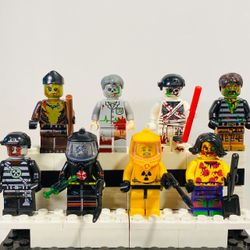 Zombie Halloween Attack Hazmat Suit Guys 8pc Minifigures LEGO Compatible Set