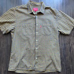 Supreme Flannel Gingham S/S Button Up Shirt sz L