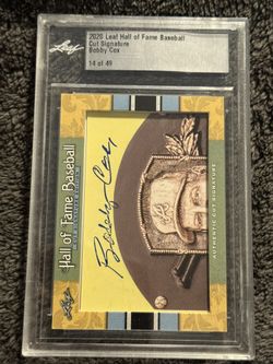 🔥 2020 Leaf Hall of Fame Baseball – Bobby Cox Cut Signature Auto – #14/49 🔥