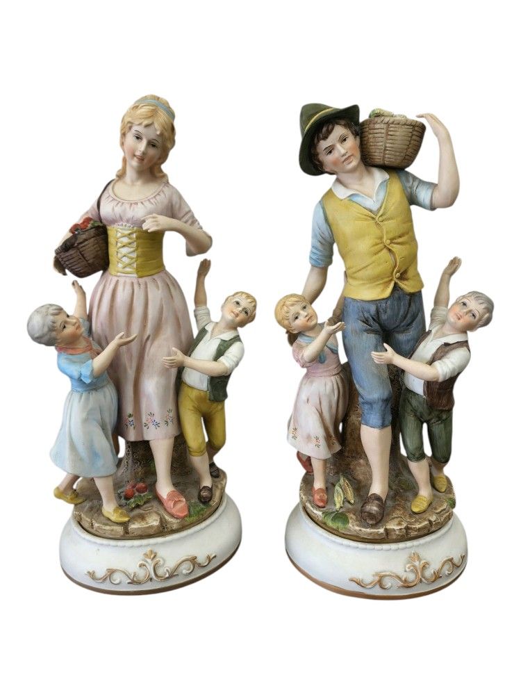 2 Large Ardalt Japan Porcelain Figurines Each Measuring 17" Tall In Excellent Condition