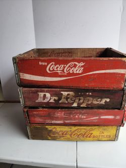 Vintage Coca-Cola & Dr Pepper Wood Crates lot of 4