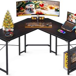  51 inch L Shaped Gaming Desk, Corner Desk Gaming Table for Home Office, Computer Desk Sturdy Writing Workstation for Small Space, Easy to Assemble, B