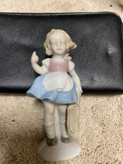 Little school girl statute. From Europe about 1950s