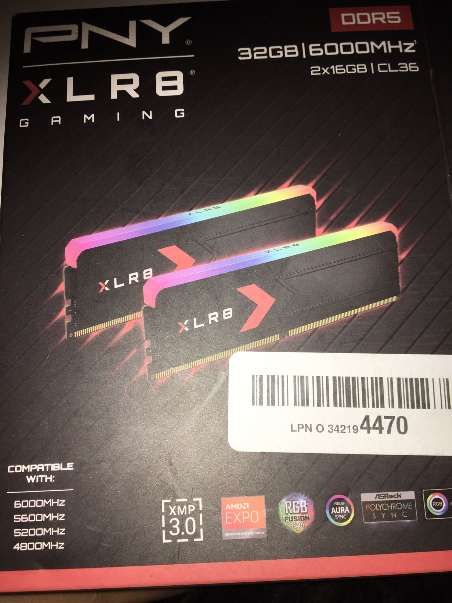 Pny Xlr8 Gaming Epic-x Rgb 32gb [2x16gb] Ddr5 6000mhz Cl36