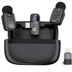 Brandnew Wireless Lavalier Microphone for iPhone&Android,Mini Lapel Micophone with 33H Battery,325ft,Noise Reduction,USB-C/Lightning Plug,Clip on Mic 