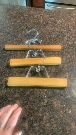 Wooden Clamp Pants Hangers Set of 3