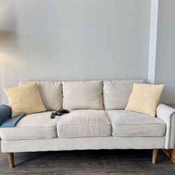 Modern Beige 3-Seat Sofa