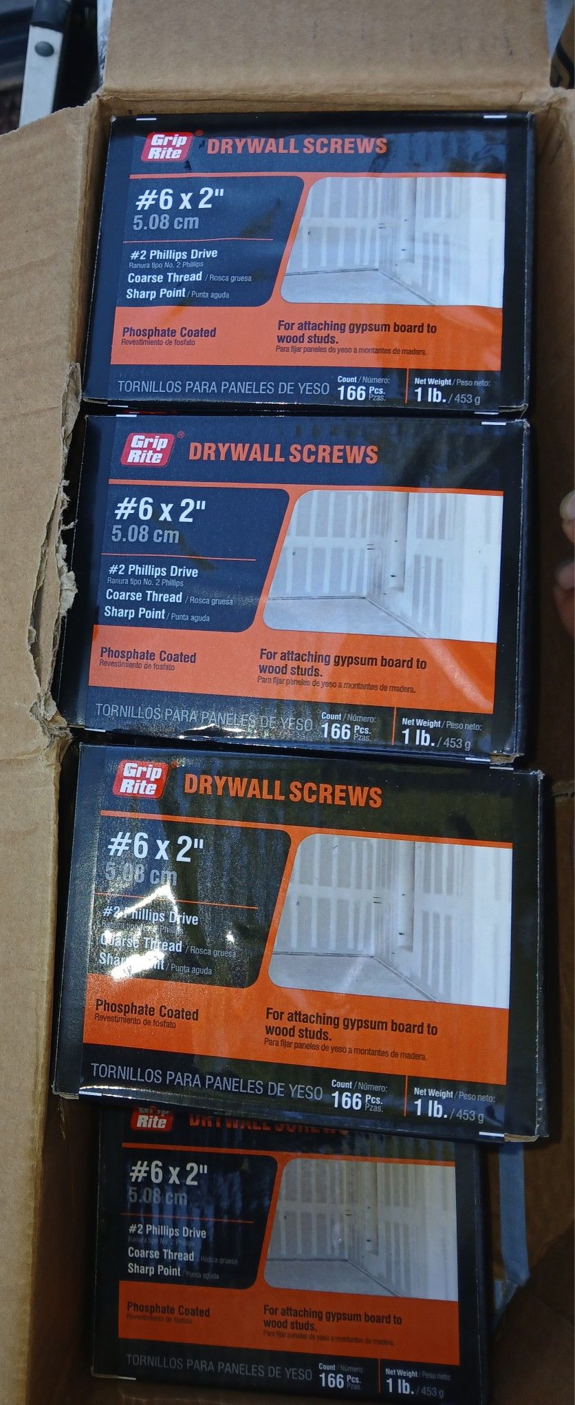New 2" Drywall Screws, 20 Lbs Boxes Available, $3 each box. Or $40 for all them.