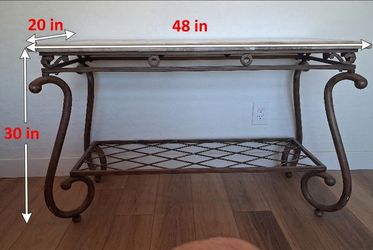 3-Piece Tuscan / Old World Wrought Iron & Faux Marble Table Set