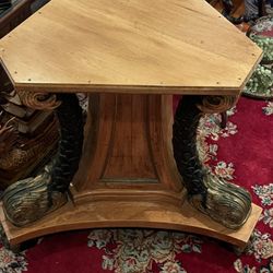 Gilt Carved Wood Koi Table 