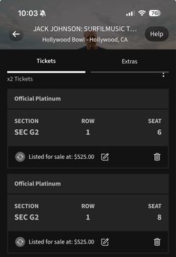Jack Johnson  2 Tickets 8/10