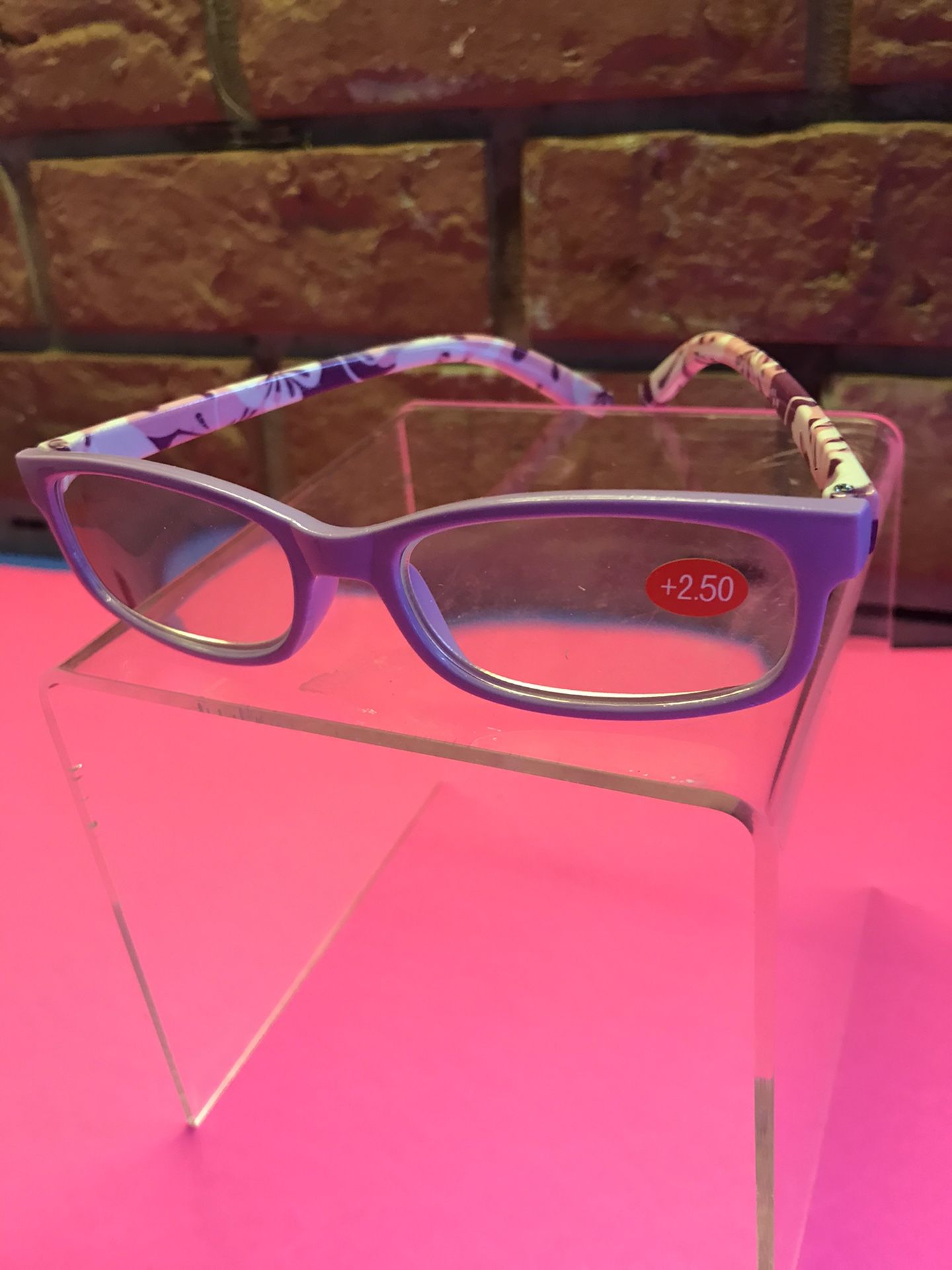 +2.50 reading glasses purple pink white!