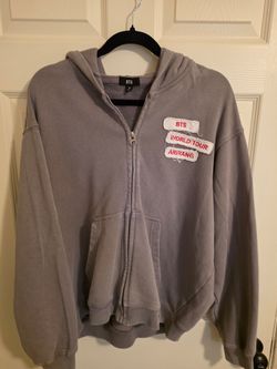 Official BTS ARIRANG TOUR Merch Gray Zip-up Hoodie Size M