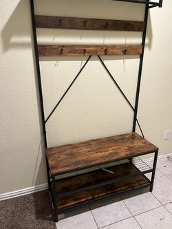 Coat And Shoe Rack With Bench