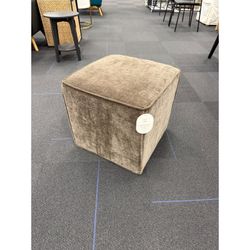 Lynwood Square Upholstered Cube Ottoman, Light Brown