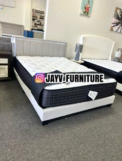 New queen bed frame with mattress