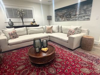 Large Light Gray Fabric Sectional Sofa