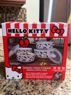 Hello Kitty 8-Piece Ceramic Food Storage Bowl Set w/ Lids