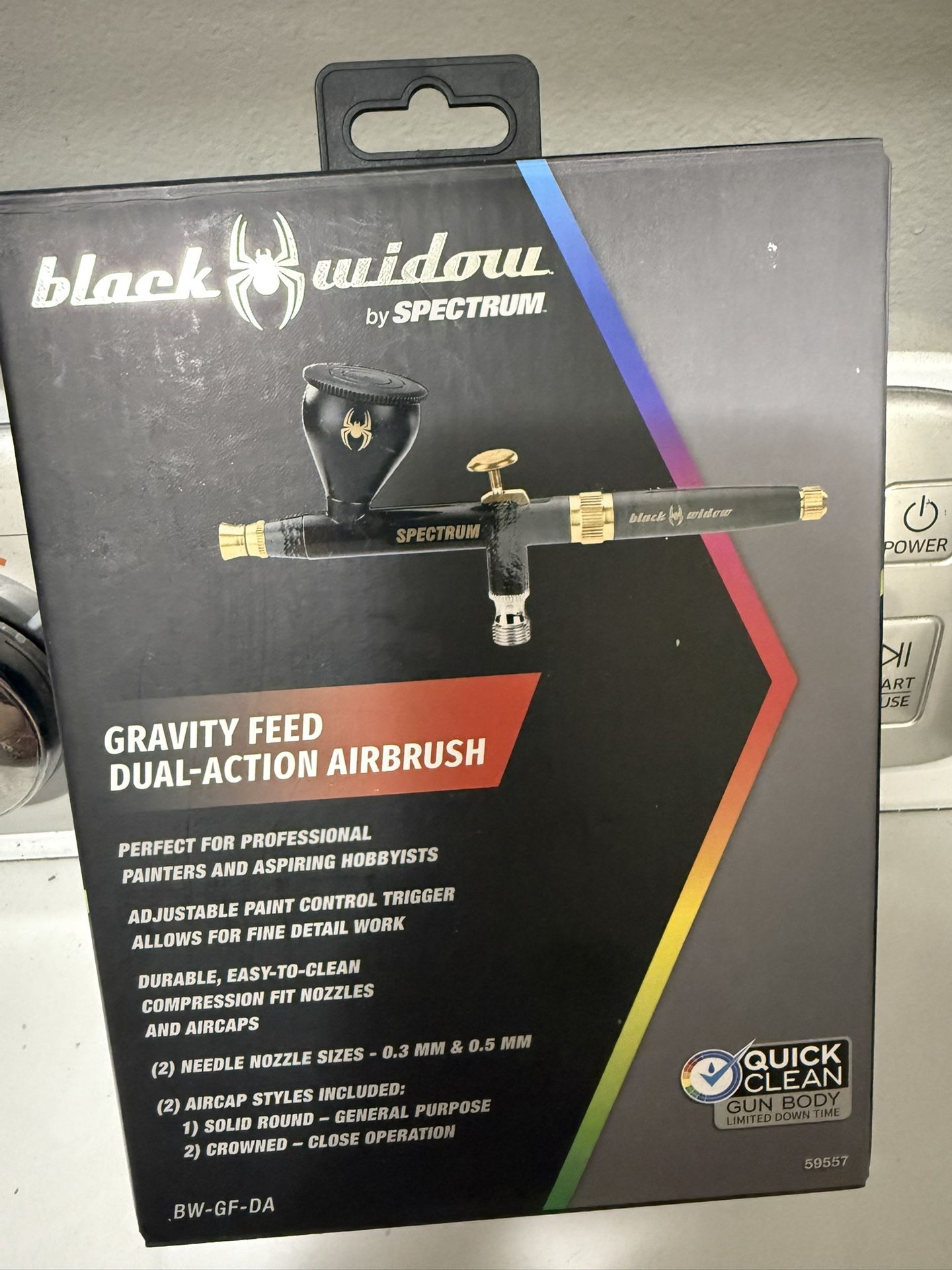 NEW Black Widow by Spectrum Gravity Feed Dual-Action Airbrush Kit – 0.3mm & 0.5mm Nozzles, Professional Precision Tool