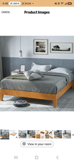 ZINUS Wooden Bed Frame and 12" Green Tea Memory Foam Mattress Queen