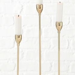 Scandi Tulip Top Taper Candle Holders, Set of 3