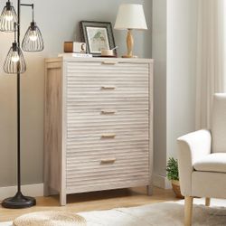 5 Drawers Dresser for Bedroom, 40" Tall Modern Chest of Drawers, Fluted Closet Organizer for Living Room, Hallway & Entryway