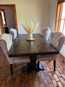 Table and chairs with plus bench